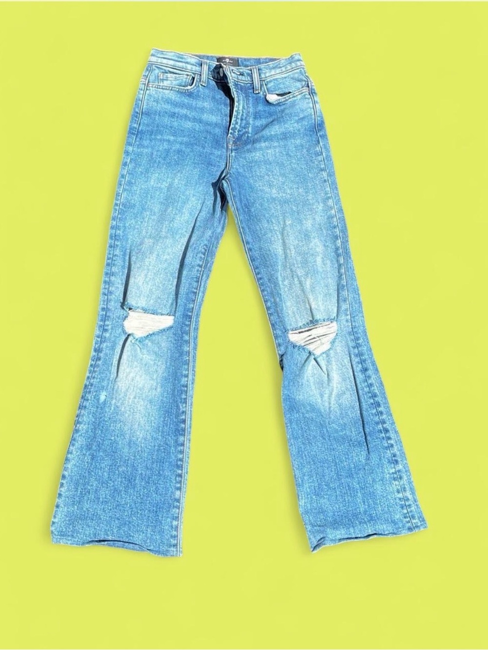 7 For All Mankind Easy Boot Cut Light Wash Distressed Jeans Size 25 7FAM